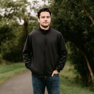 32 Degrees Heat Men XL GRAY Full Zip Gray Soft Shell Waterproof Lined Jacket Y2K